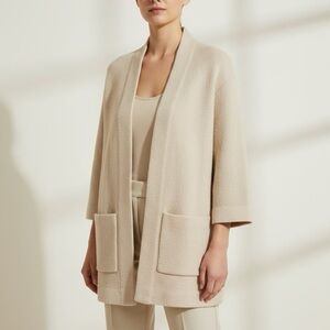 Wilfred Beige Extra Fine Merino Pure Wool Open Cardigan Luxury Layer size XS